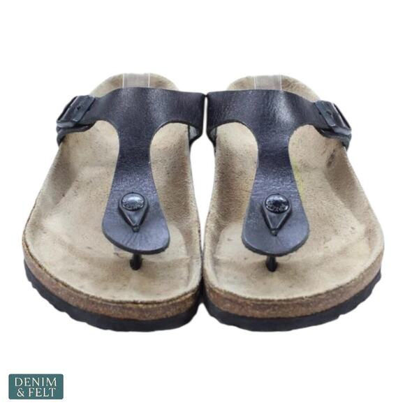 Birkenstock Gizeh Thong Sandals Black Size 38 Women’s 7-7.5 Comfort Cork Footbed - Picture 5 of 14